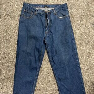 Eddie Domani Mens 36x30 Relaxed Straight Leg Jeans Dark‎ Wash Ramie Cotton Blend